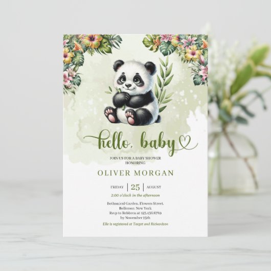 Schattigee waterverf oerwoud baby panda tropical f kaart (Staand voorkant)