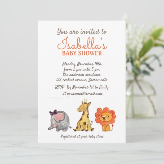 Schattigee Waterverf Oerwoud Dieren Neutraal Baby  Kaart (Staand voorkant)