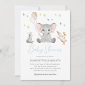 Schattigee waterverf olifant baby shower kaart (Voorkant)
