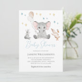 Schattigee waterverf olifant baby shower kaart (Staand voorkant)
