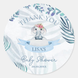 Schattigee Waterverf olifant dank u Baby shower Ronde Sticker