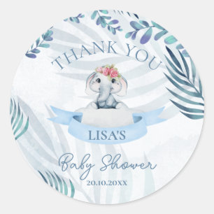 Schattigee Waterverf olifant dank u Baby shower Ronde Sticker