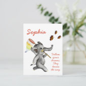 Schattigee Waterverf Olifant Inspirerende Droomquo Briefkaart (Staand voorkant)