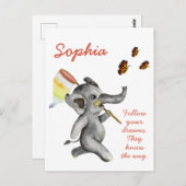 Schattigee Waterverf Olifant Inspirerende Droomquo Briefkaart (Voorkant / Achterkant)
