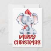 Schattigee Waterverf Olifant Kerst Kaart (Voorkant)