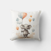 Schattigee Waterverf Olifant Rood Blauw Ballon Kwe Kussen (Voorkant)