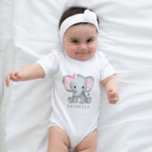 Schattigee Waterverf Olifant Roze Baby Meisje Romper