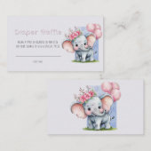 Schattigee Waterverf olifant roze bloemenluier Raf Visitekaartje (Voorkant / Achterkant)