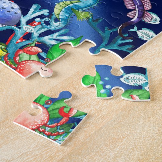 Schattigee Waterverf onder het Zee Ocean Creatures Legpuzzel (Zijkant)