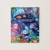 Schattigee Waterverf onder het Zee Ocean Creatures Legpuzzel (Verticaal)