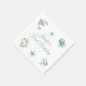 Schattigee Waterverf onder het Zee Scene Verjaarda Servet (Hoek)