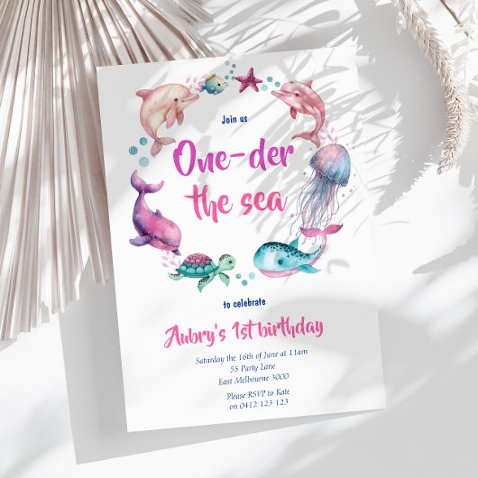 Schattigee Waterverf One der Het Zee 1e Verjaardag Kaart