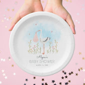 Schattigee Waterverf ooievaar Baby shower Papieren Bordje