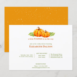 Schattigee Waterverf Oranje pompoenen Baby shower Kaart