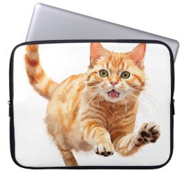 SCHATTIGEE WATERVERF ORANJE TABBY KITTEN LAPTOP SLEEVE