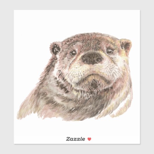 Schattigee Waterverf Otter Animal Natuur Wildlife  Sticker (Vel)