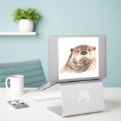 Schattigee Waterverf Otter Animal Natuur Wildlife  Sticker (Laptop op bureau)
