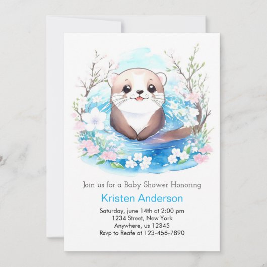 Schattigee Waterverf Otter Baby shower Kaart (Voorkant)