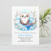 Schattigee Waterverf Otter Baby shower Kaart (Staand voorkant)