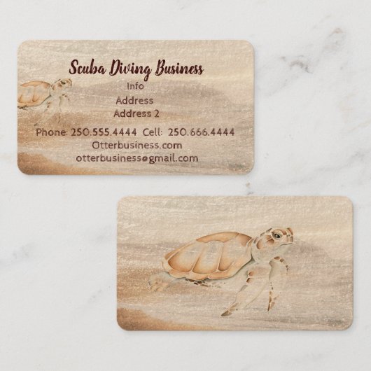 Schattigee Waterverf Otter Scuba Duiken of Ocean Z Visitekaartje (Voorkant / Achterkant)