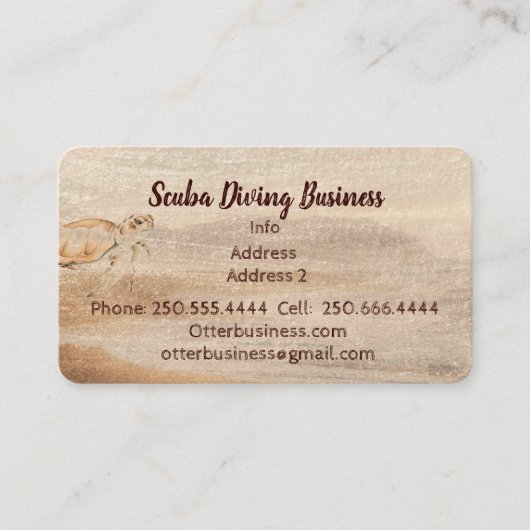 Schattigee Waterverf Otter Scuba Duiken of Ocean Z Visitekaartje (Voorkant)