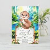 Schattigee Waterverf Otter Verjaardag Kaart (Staand voorkant)