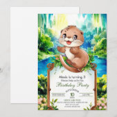 Schattigee Waterverf Otter Verjaardag Kaart (Voorkant / Achterkant)