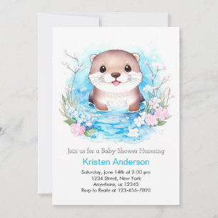 Schattigee Waterverf Otter Wonderland Boy Baby sho Kaart