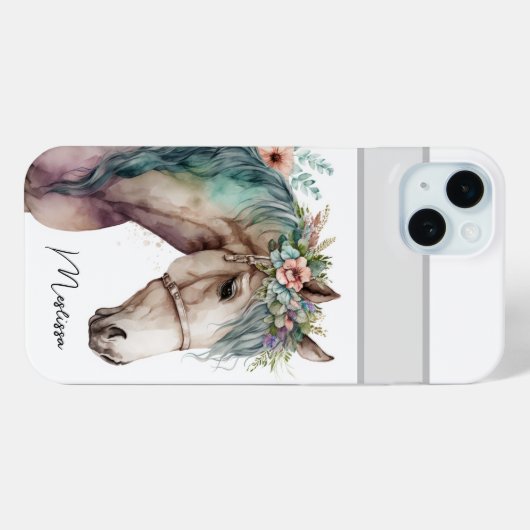 Schattigee Waterverf Paard  Naam Case-Mate iPhone Case (Achterkant (horizontaal))