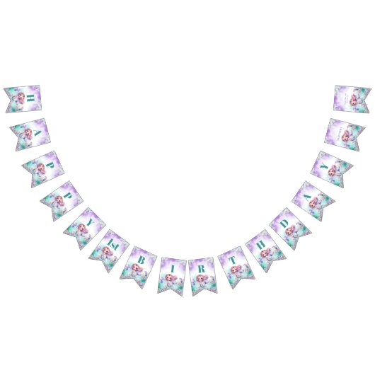 Schattigee waterverf paarse en blauwgroen zeemeerm vlaggetjes (Alle)