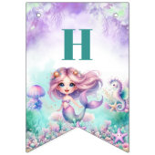 Schattigee waterverf paarse en blauwgroen zeemeerm vlaggetjes (Eerste vlag)