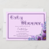 Schattigee Waterverf Paarse Flower Baby shower Kaart (Voorkant)