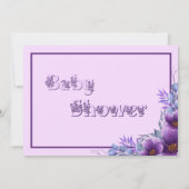 Schattigee Waterverf Paarse Flower Baby shower Kaart (Achterkant)