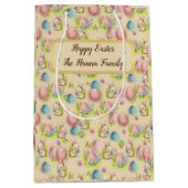 Schattigee Waterverf Paaseieren, Konijntje en Bloe Medium Cadeauzakje (Voorkant)