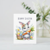 Schattigee waterverf paashaas bericht briefkaart (Staand voorkant)