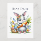 Schattigee waterverf paashaas bericht briefkaart (Voorkant)