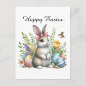 Schattigee waterverf paashaas eieren bericht toevo feestdagenkaart (Voorkant)