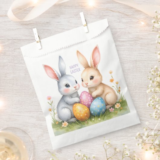 Schattigee Waterverf paashaas Happy Easter Bedankzakje (Geknipt)