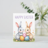 Schattigee Waterverf paashaas Happy Easter Briefkaart (Staand voorkant)