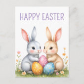 Schattigee Waterverf paashaas Happy Easter Briefkaart (Voorkant)