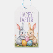 Schattigee Waterverf paashaas Happy Easter Cadeaulabel (Achterkant)