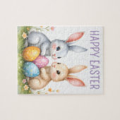 Schattigee Waterverf paashaas Happy Easter Legpuzzel (Horizontaal)