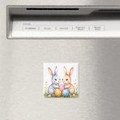 Schattigee Waterverf paashaas Happy Easter Magneet (Insitu (Vaatwasser))