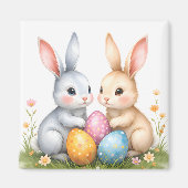 Schattigee Waterverf paashaas Happy Easter Magneet (Voorkant)