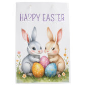 Schattigee Waterverf paashaas Happy Easter Medium Cadeauzakje (Voorkant)