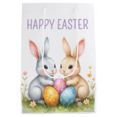 Schattigee Waterverf paashaas Happy Easter Medium Cadeauzakje (Achterkant)