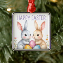 Schattigee Waterverf paashaas Happy Easter