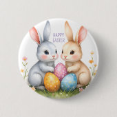 Schattigee Waterverf paashaas Happy Easter Ronde Button 5,7 Cm (Voorkant)