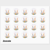 Schattigee Waterverf paashaas Happy Easter Ronde Sticker (Vel)