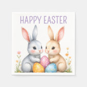 Schattigee Waterverf paashaas Happy Easter Servet (Voorkant)